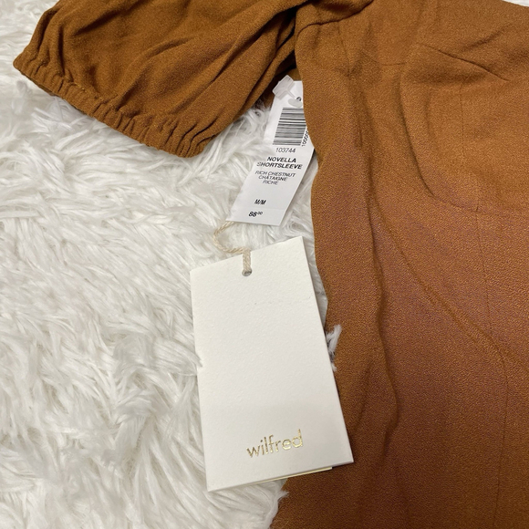 Aritzia Wilfred Novella Blouse Puff Sleeve Smocked Medium Fairycore Vintage - Picture 5 of 10